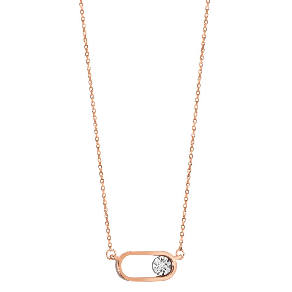 Necklace 18k Red Gold Diamond 0.015 ct, w-si 40-42 cm