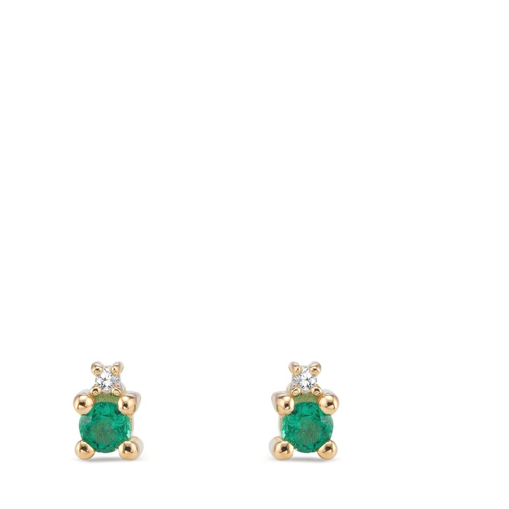 Stud earrings 18k Yellow Gold Emerald 0.24 ct, 4 Stones Ø4 mm