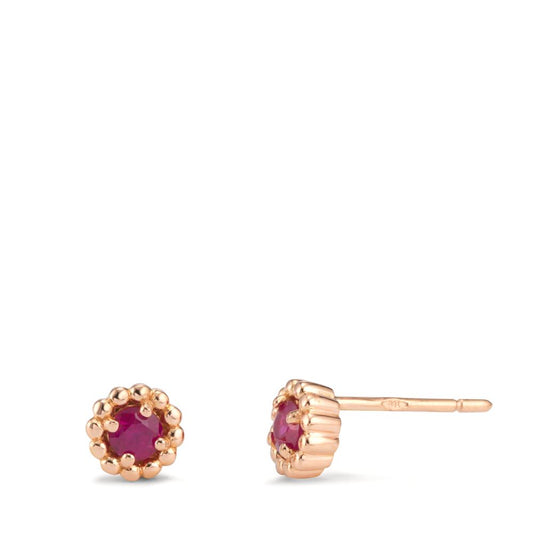 Stud earrings 18k Red Gold Ruby 0.30 ct, 2 Stones Ø5.5 mm