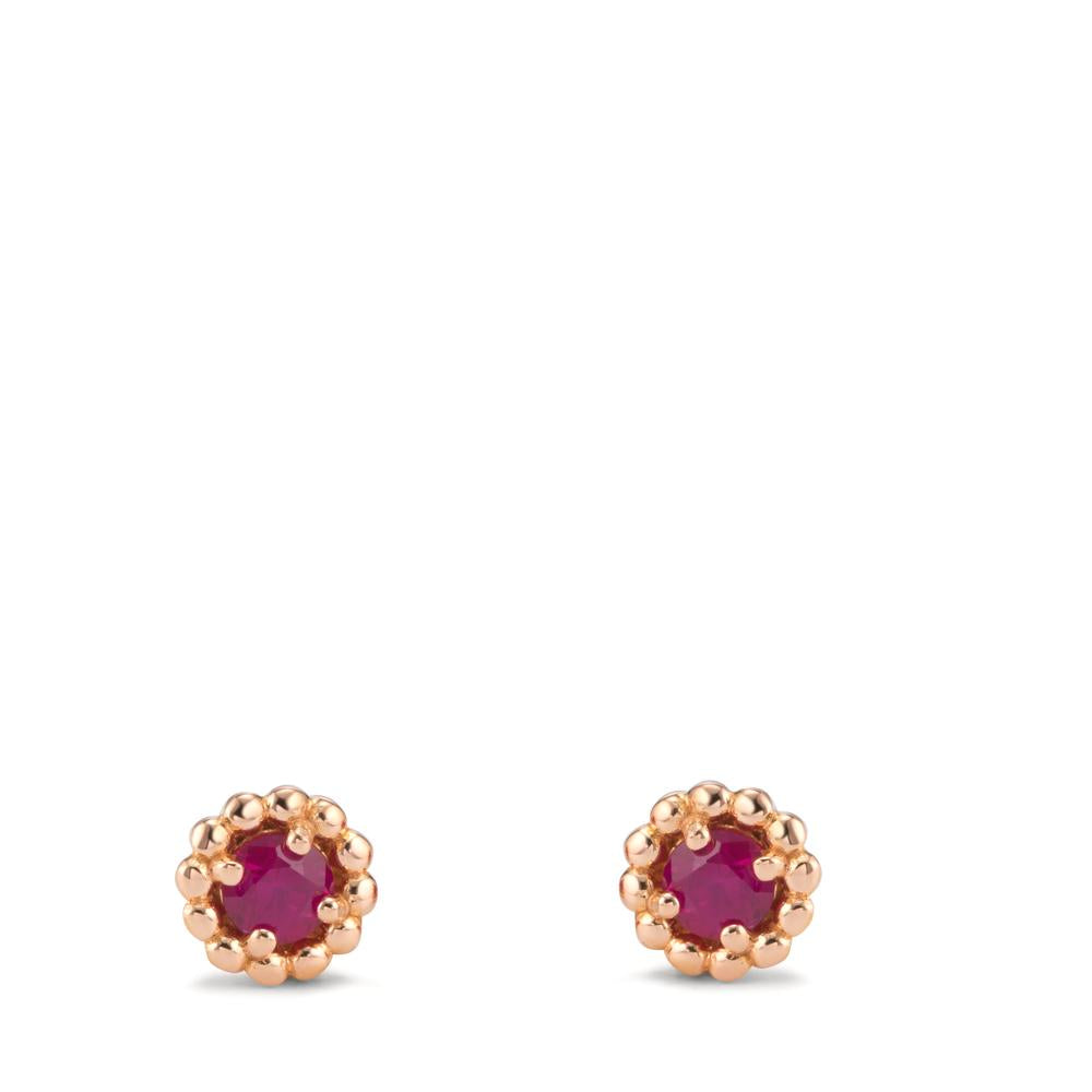 Stud earrings 18k Red Gold Ruby 0.30 ct, 2 Stones Ø5.5 mm