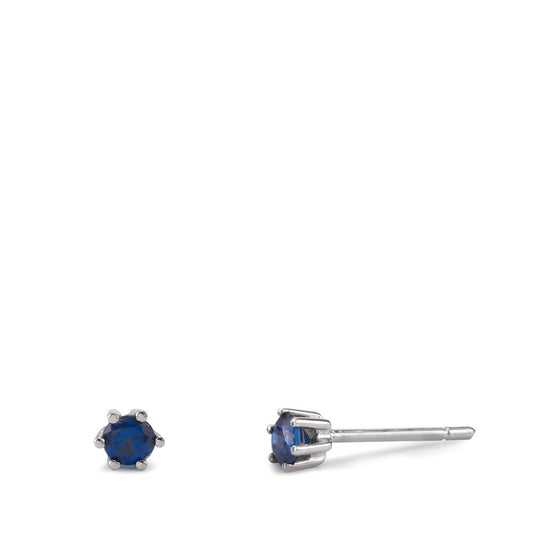 Stud earrings 18k White Gold Sapphire 2 Stones Ø3.5 mm