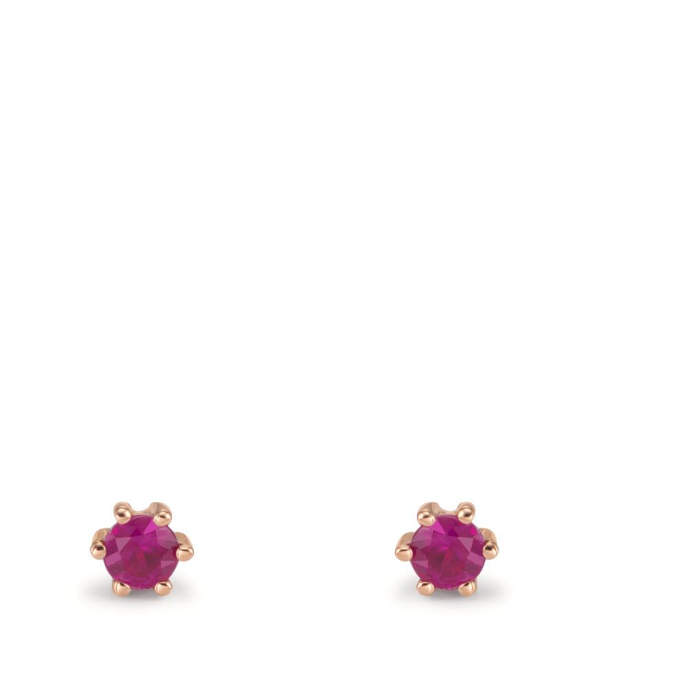 Stud earrings 18k Red Gold Ruby 2 Stones Ø3.5 mm