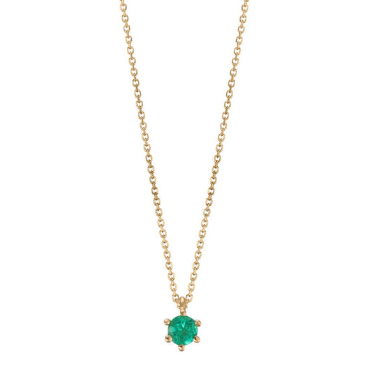 Necklace 18k Yellow Gold Emerald 0.12 ct 40-42 cm Ø3.5 mm