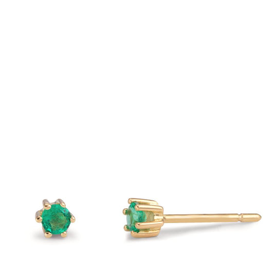 Stud earrings 18k Yellow Gold Emerald 0.24 ct, 2 Stones Ø3.5 mm