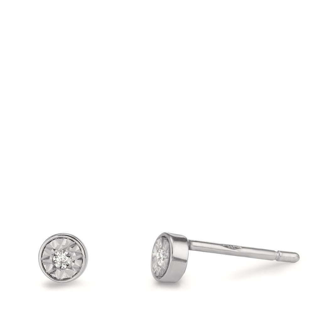 Stud earrings 18k White Gold Diamond 0.03 ct, 2 Stones, w-si Ø4 mm