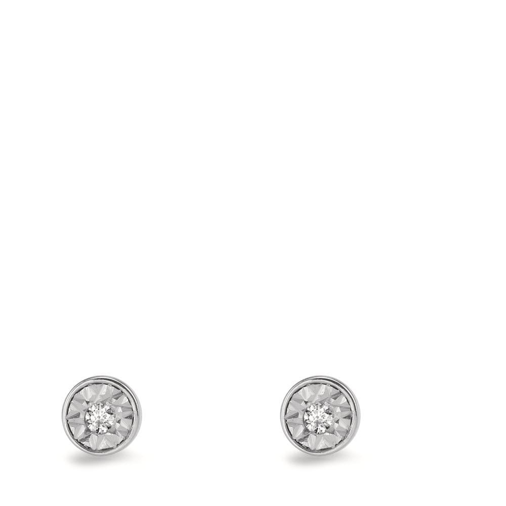 Stud earrings 18k White Gold Diamond 0.03 ct, 2 Stones, w-si Ø4 mm