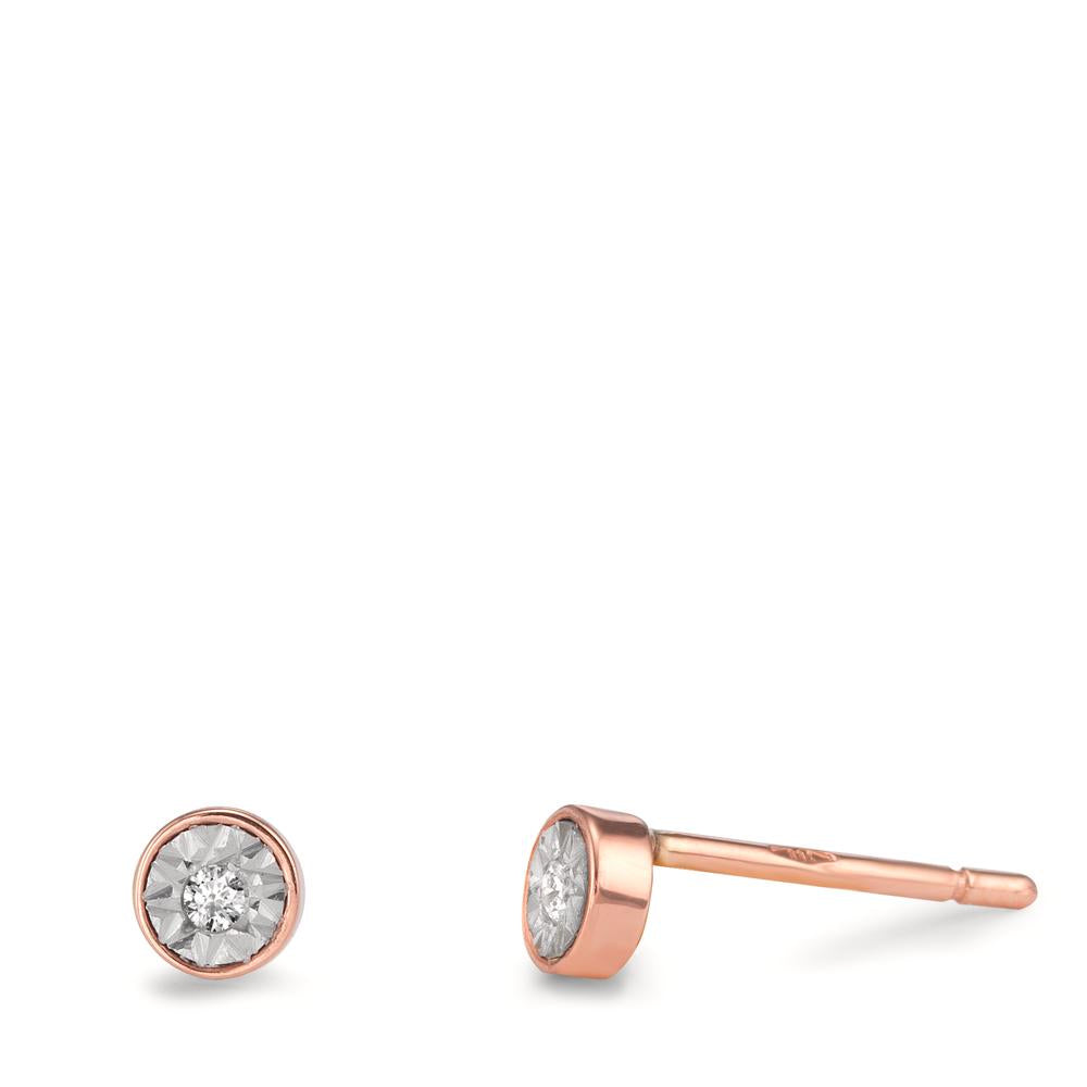 Stud earrings 18k Red Gold Diamond 0.03 ct, 2 Stones, w-si Ø4 mm