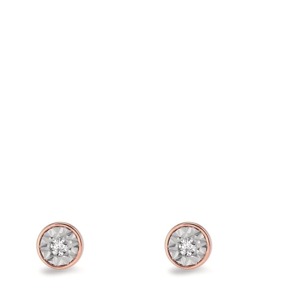 Stud earrings 18k Red Gold Diamond 0.03 ct, 2 Stones, w-si Ø4 mm