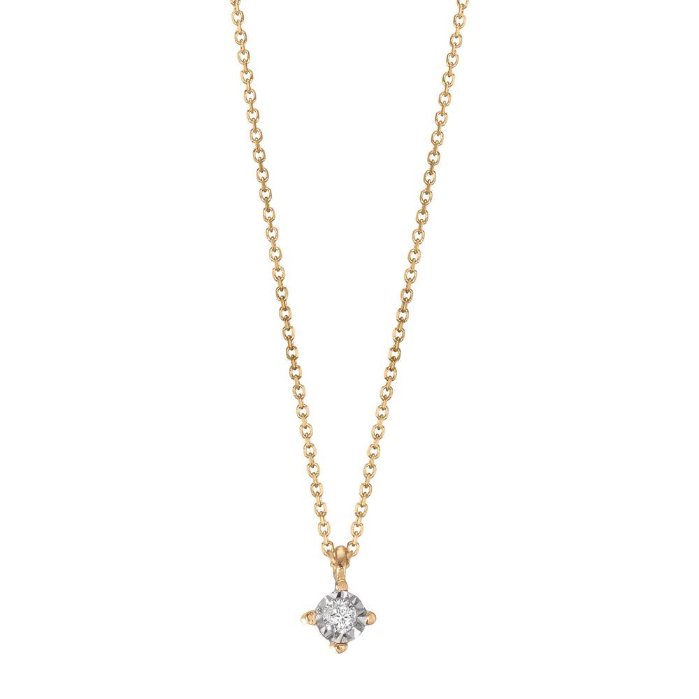 Necklace 18k Yellow Gold Diamond 0.02 ct, w-si 40-42 cm Ø2.8 mm