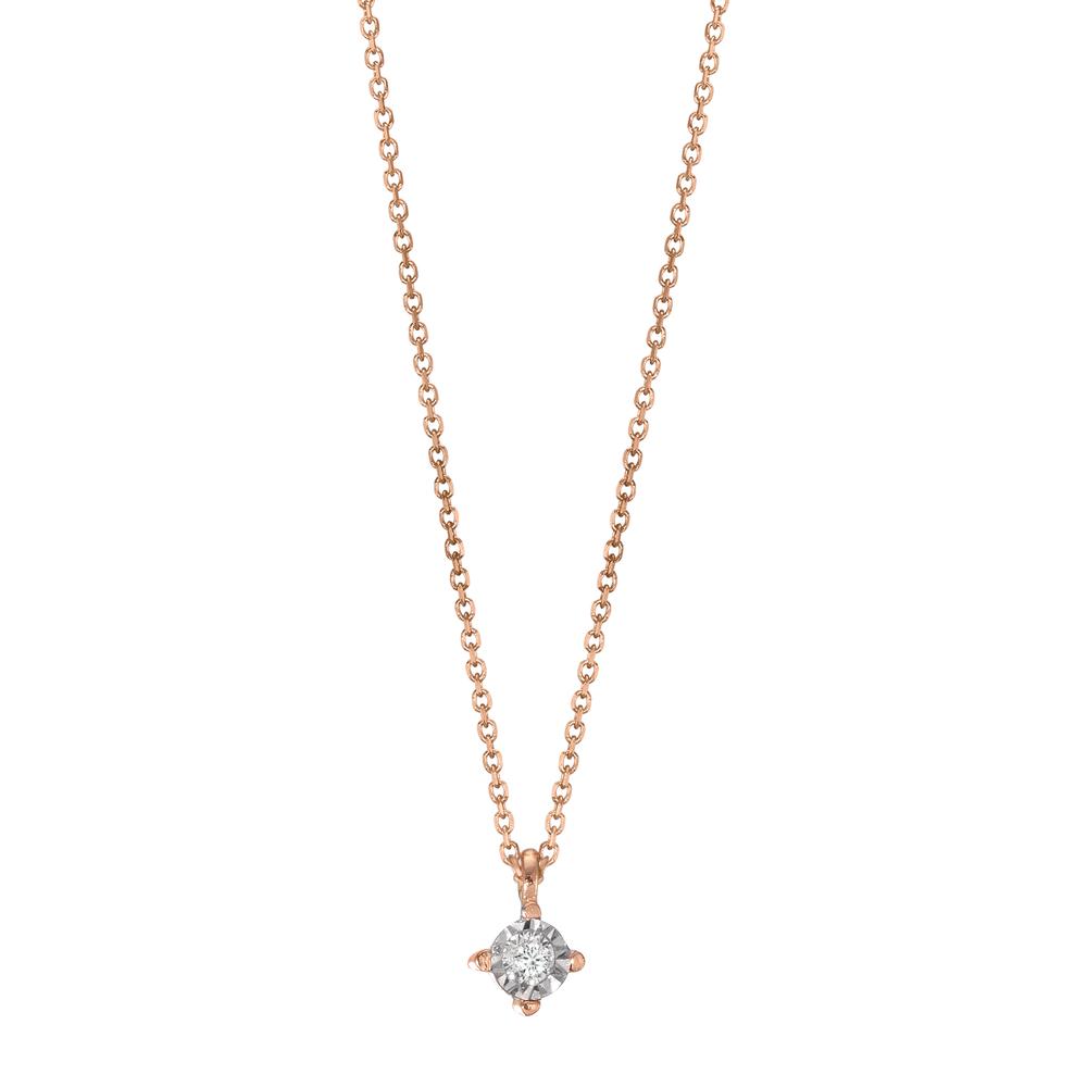 Necklace 18k Red Gold Diamond 0.02 ct, w-si 40-42 cm Ø2.8 mm