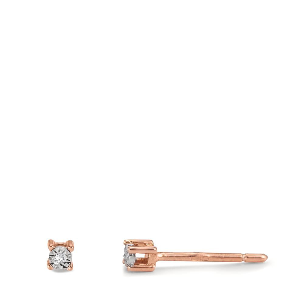 Stud earrings 18k Red Gold Diamond 0.02 ct, 2 Stones, w-si Ø2.5 mm