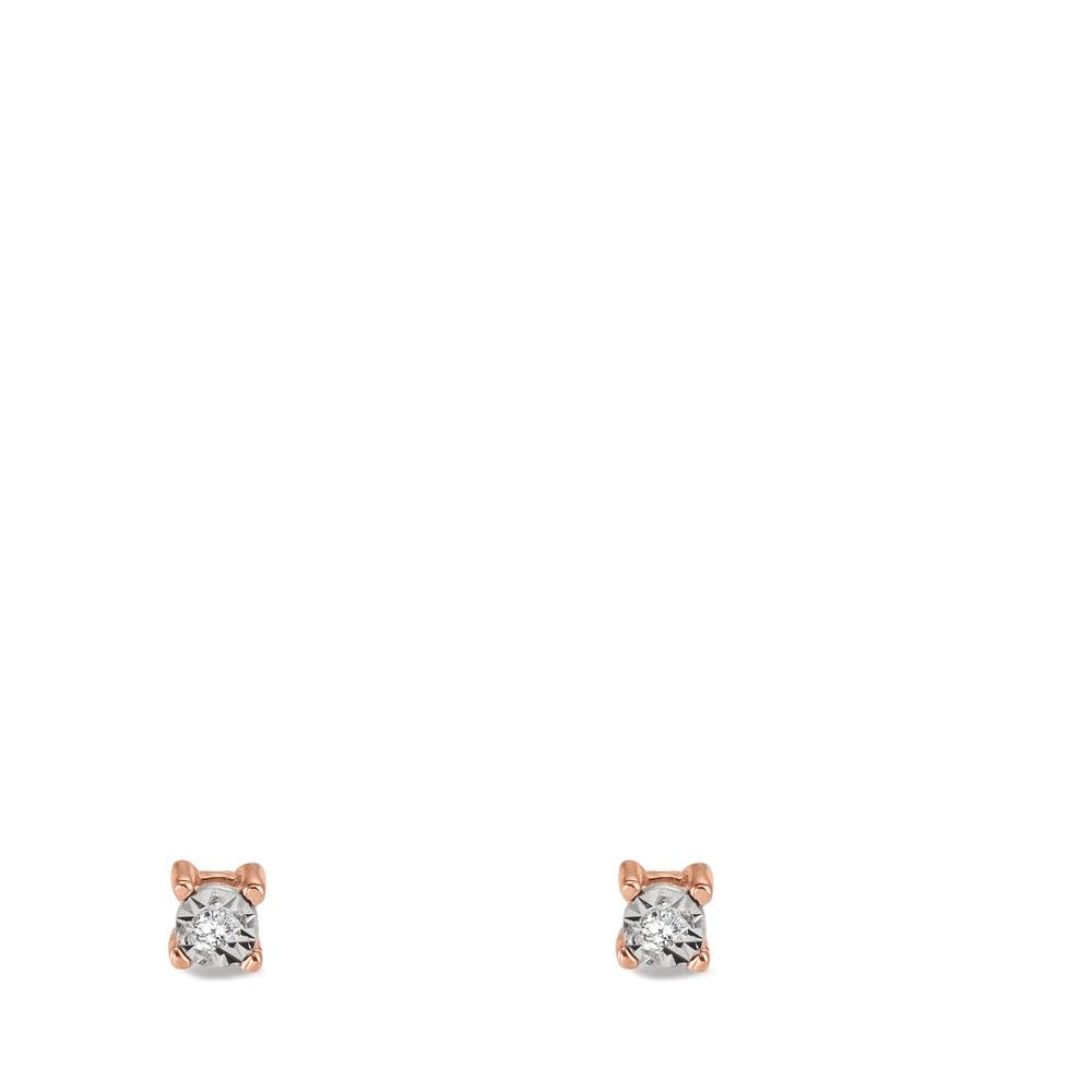 Stud earrings 18k Red Gold Diamond 0.02 ct, 2 Stones, w-si Ø2.5 mm