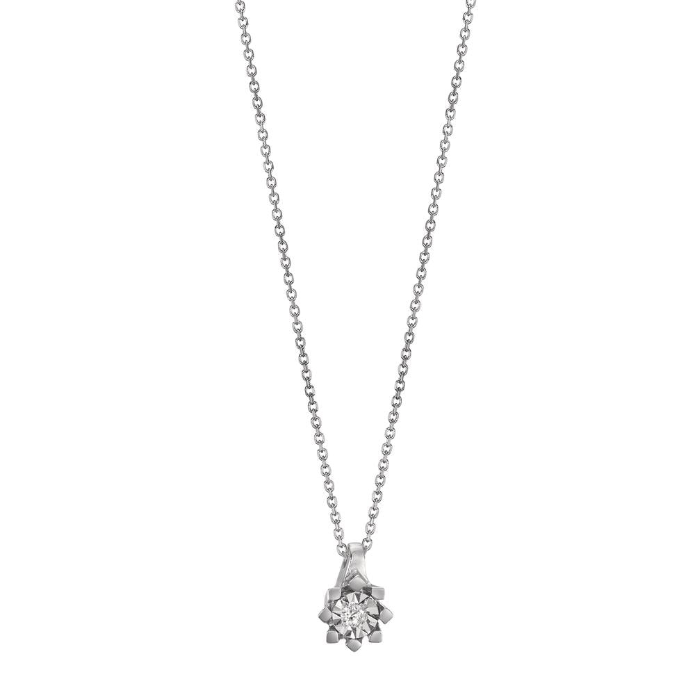 Necklace 18k White Gold Diamond 0.015 ct, w-si 40-42 cm Ø4.5 mm