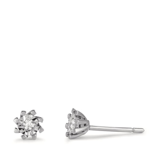 Stud earrings 18k White Gold Diamond 0.05 ct, 2 Stones, w-si Ø5 mm