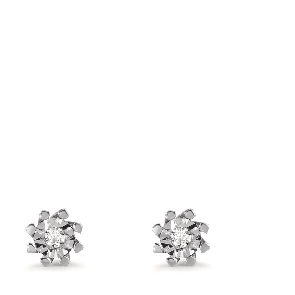 Stud earrings 18k White Gold Diamond 0.05 ct, 2 Stones, w-si Ø5 mm