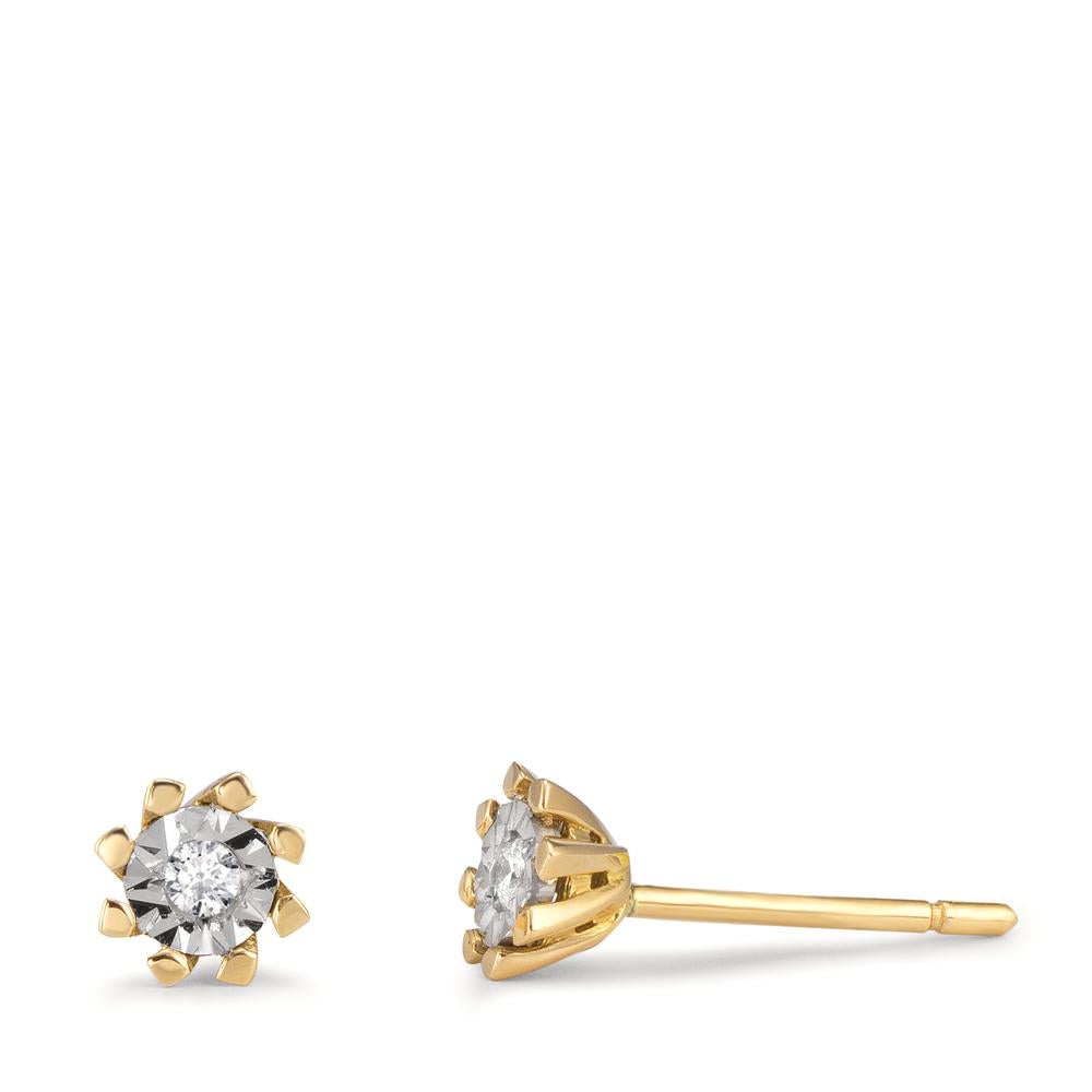 Stud earrings 18k Yellow Gold Diamond 0.05 ct, 2 Stones, w-si Ø5 mm