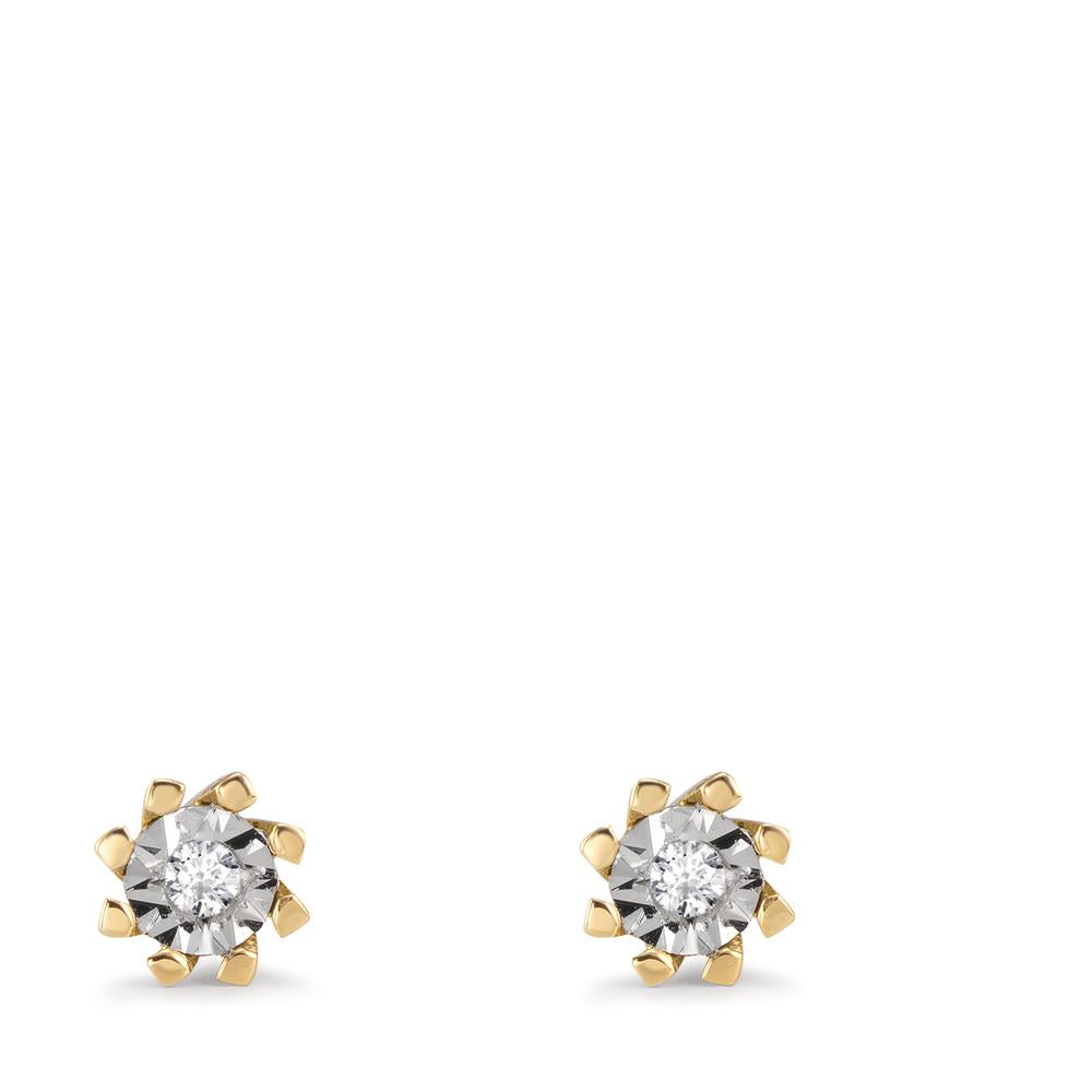 Stud earrings 18k Yellow Gold Diamond 0.05 ct, 2 Stones, w-si Ø5 mm