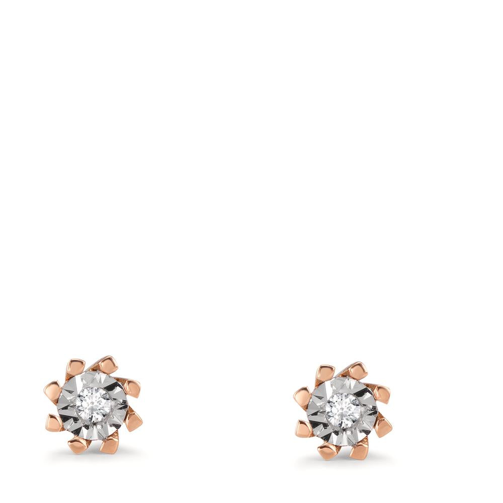 Stud earrings 18k Red Gold Diamond 0.05 ct, 2 Stones, w-si Ø5 mm