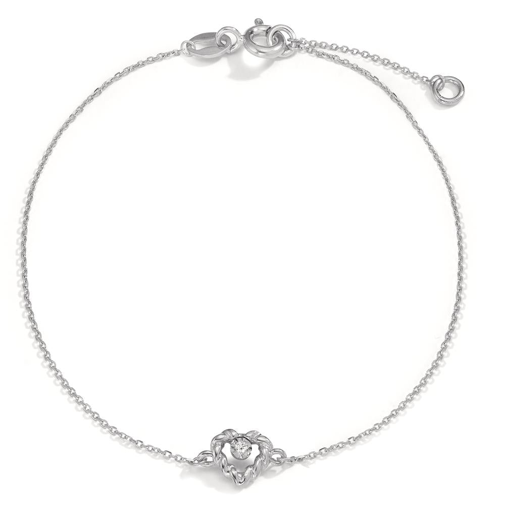 Bracelet 18k White Gold Diamond 0.005 ct, w-si Heart 15.5-17.5 cm Ø5.5 mm