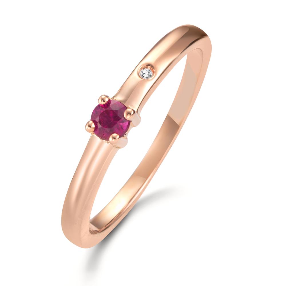 Solitaire ring 18k Red Gold Ruby 2 Stones