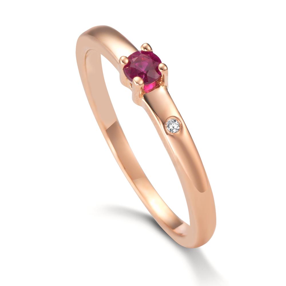 Solitaire ring 18k Red Gold Ruby 2 Stones