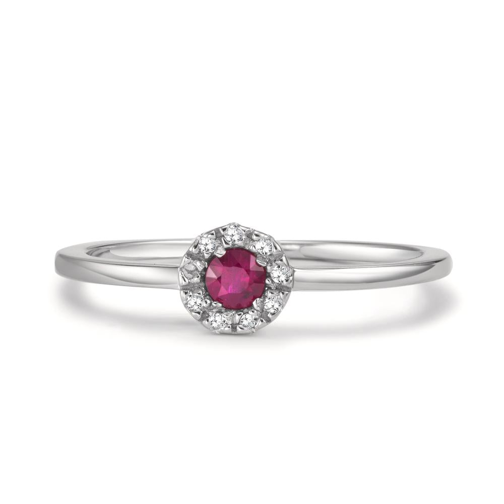 Solitaire ring 18k White Gold Ruby 10 Stones Ø5 mm