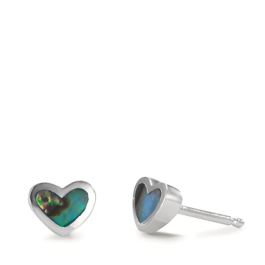 Stud earrings Silver Abalone Heart Ø6 mm