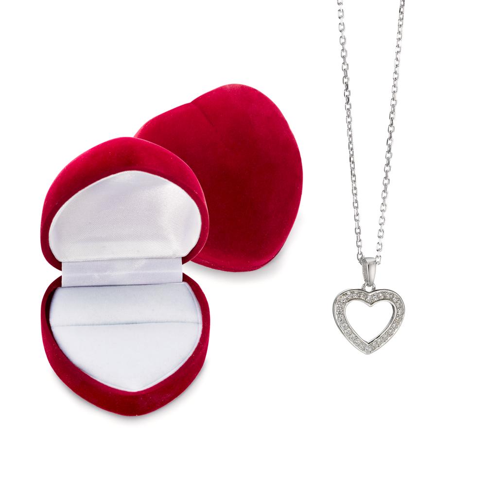 Necklace with pendant Silver Zirconia Rhodium plated Heart 40-42 cm Ø13 mm