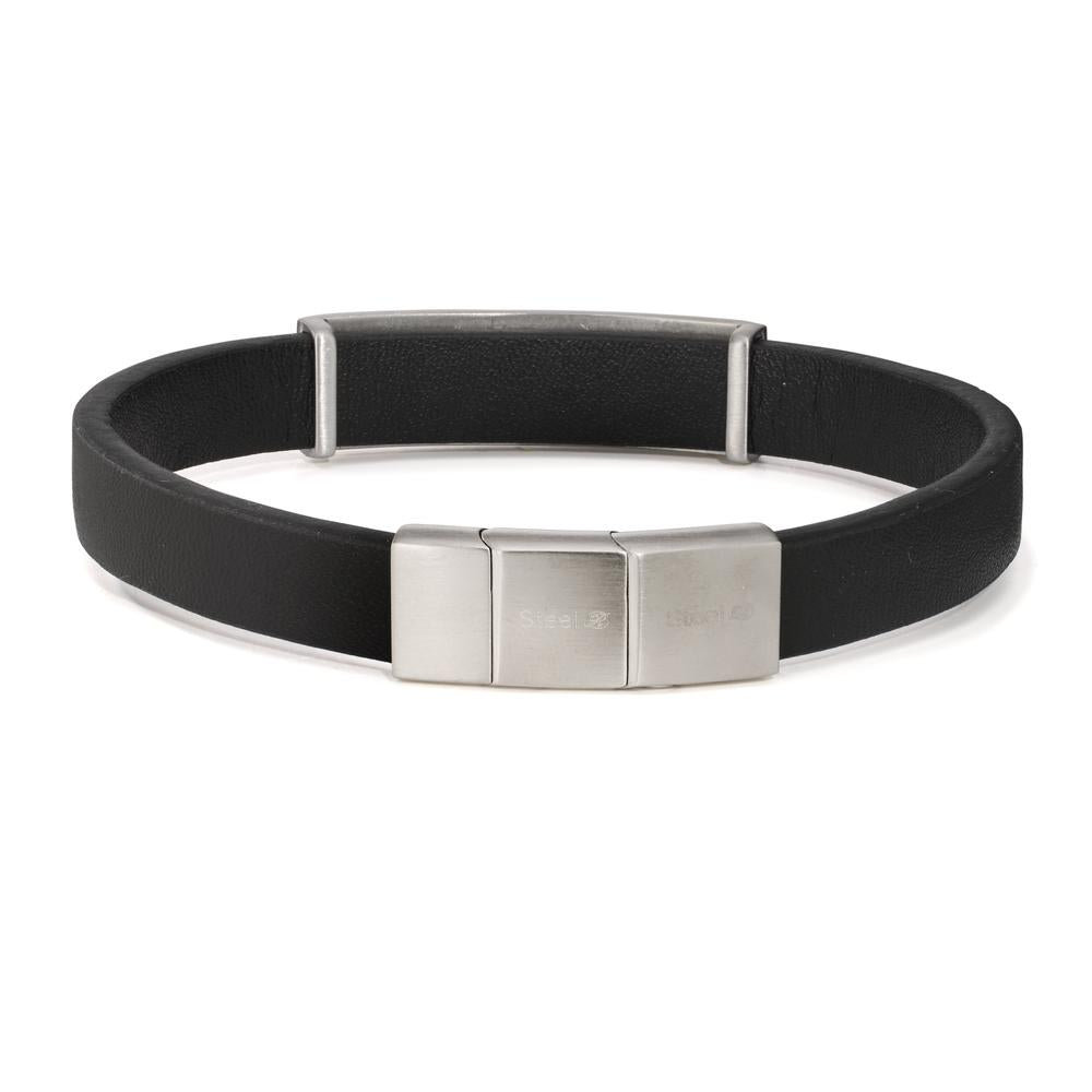 Engravable bracelet Stainless steel, Leather 20.5-21.5 cm