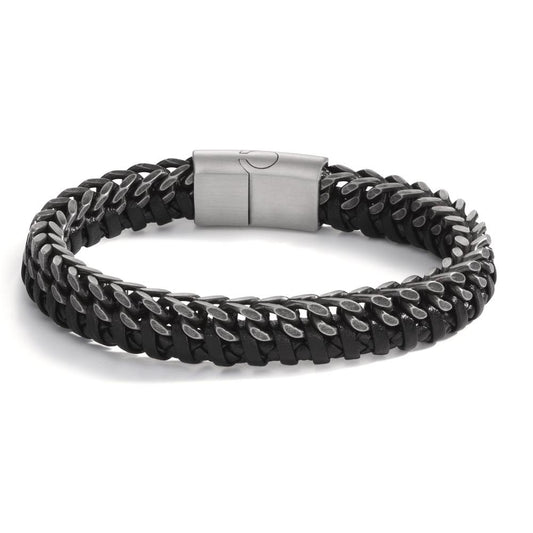 Bracelet Stainless steel, Leather 20.5 cm