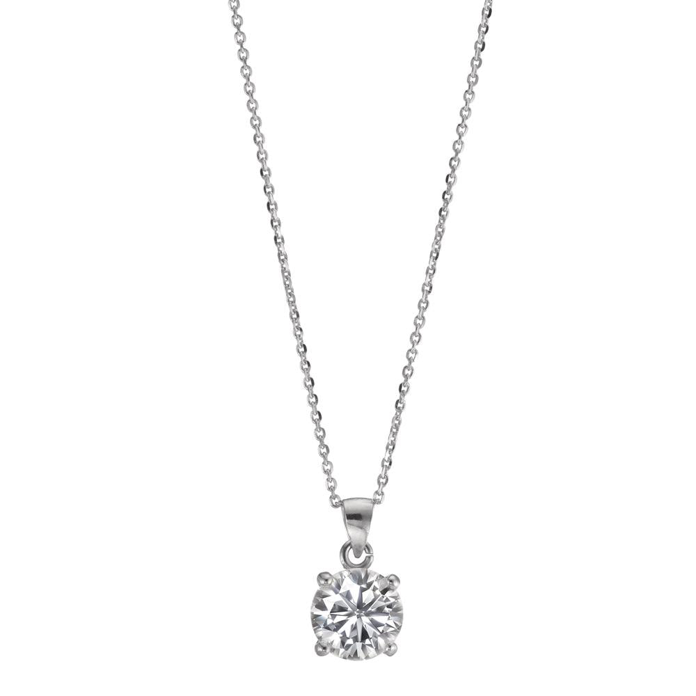 Necklace Silver Zirconia 2 Stones Rhodium plated 42-47 cm