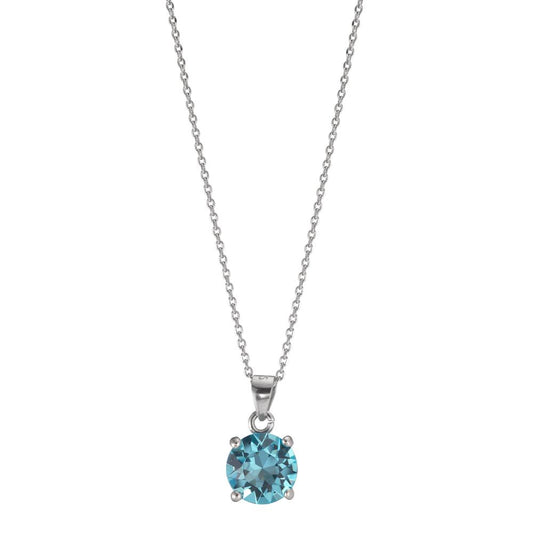 Necklace Silver Zirconia Aqua Rhodium plated 42-47 cm