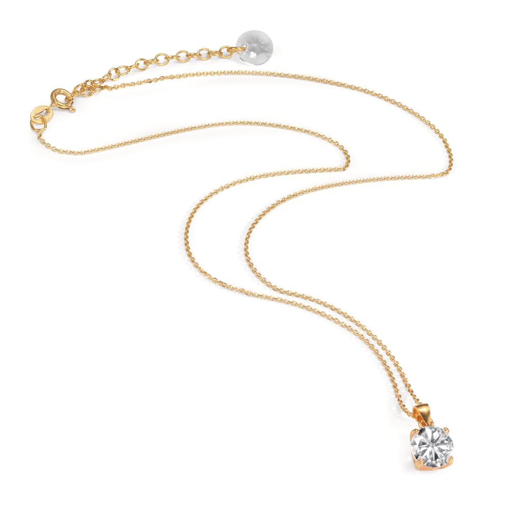 Necklace Silver Zirconia 2 Stones Yellow Gold plated 42-47 cm