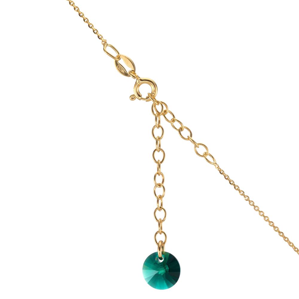 Necklace Silver Zirconia Green, 2 Stones Yellow Gold plated 42-47 cm