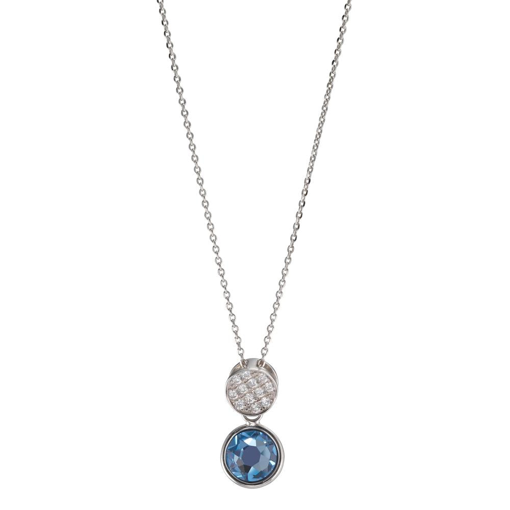 Necklace Silver Zirconia Aqua Rhodium plated 42-47 cm