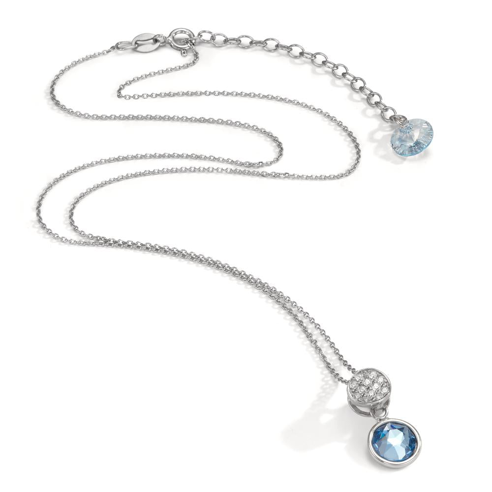 Necklace Silver Zirconia Aqua Rhodium plated 42-47 cm