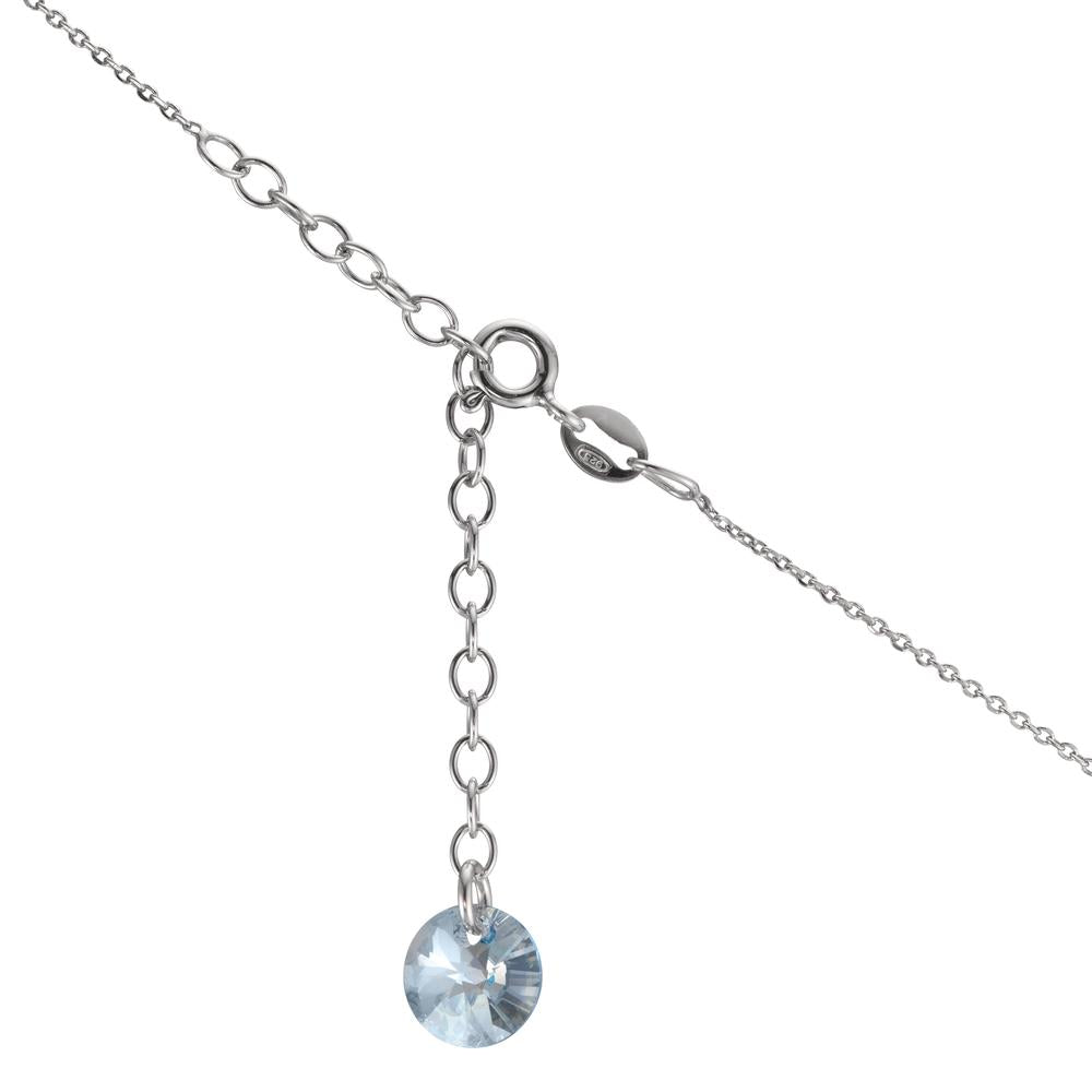 Necklace Silver Zirconia Aqua Rhodium plated 42-47 cm