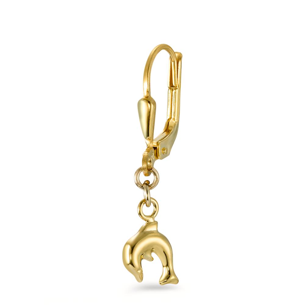 Single stud earring 9k Yellow Gold Dolphin