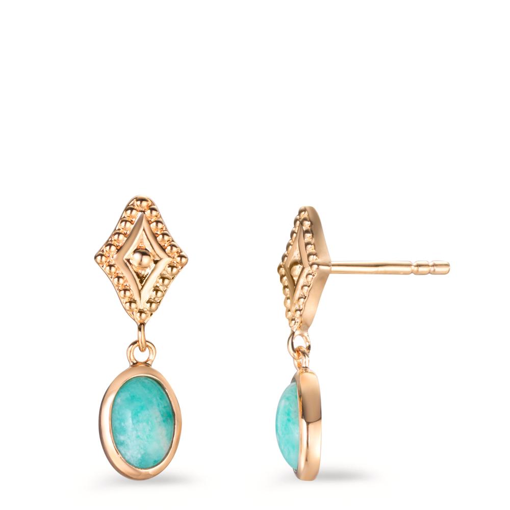 Drop Earrings Bronze Amazonite 2 Stones Gold plated