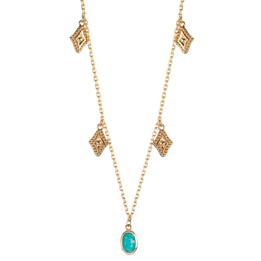 Necklace Bronze Amazonite Gold plated 40-45 cm