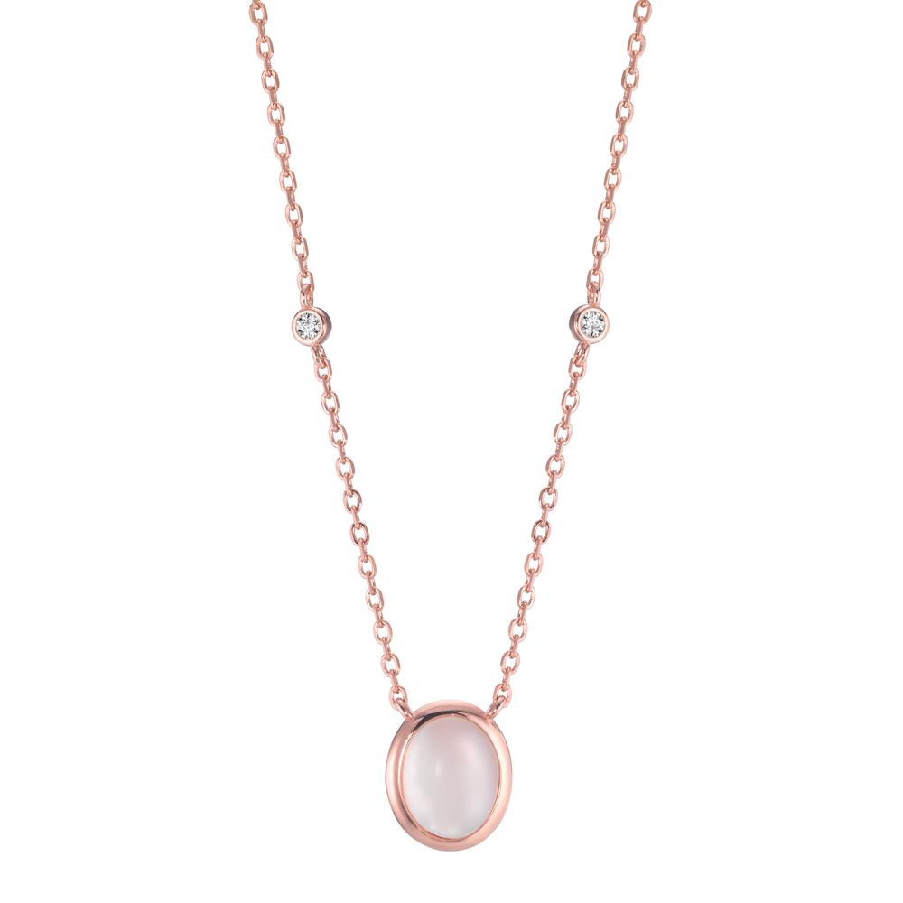 Necklace Silver Zirconia 2 Stones Rose Gold plated Mother of pearl 40-45 cm