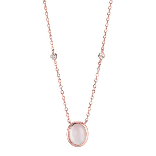 Necklace Silver Zirconia 2 Stones Rose Gold plated Mother of pearl 40-45 cm