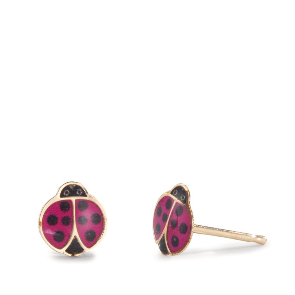 Stud earrings 9k Yellow Gold Lacquered Ladybird Ø5.5 mm