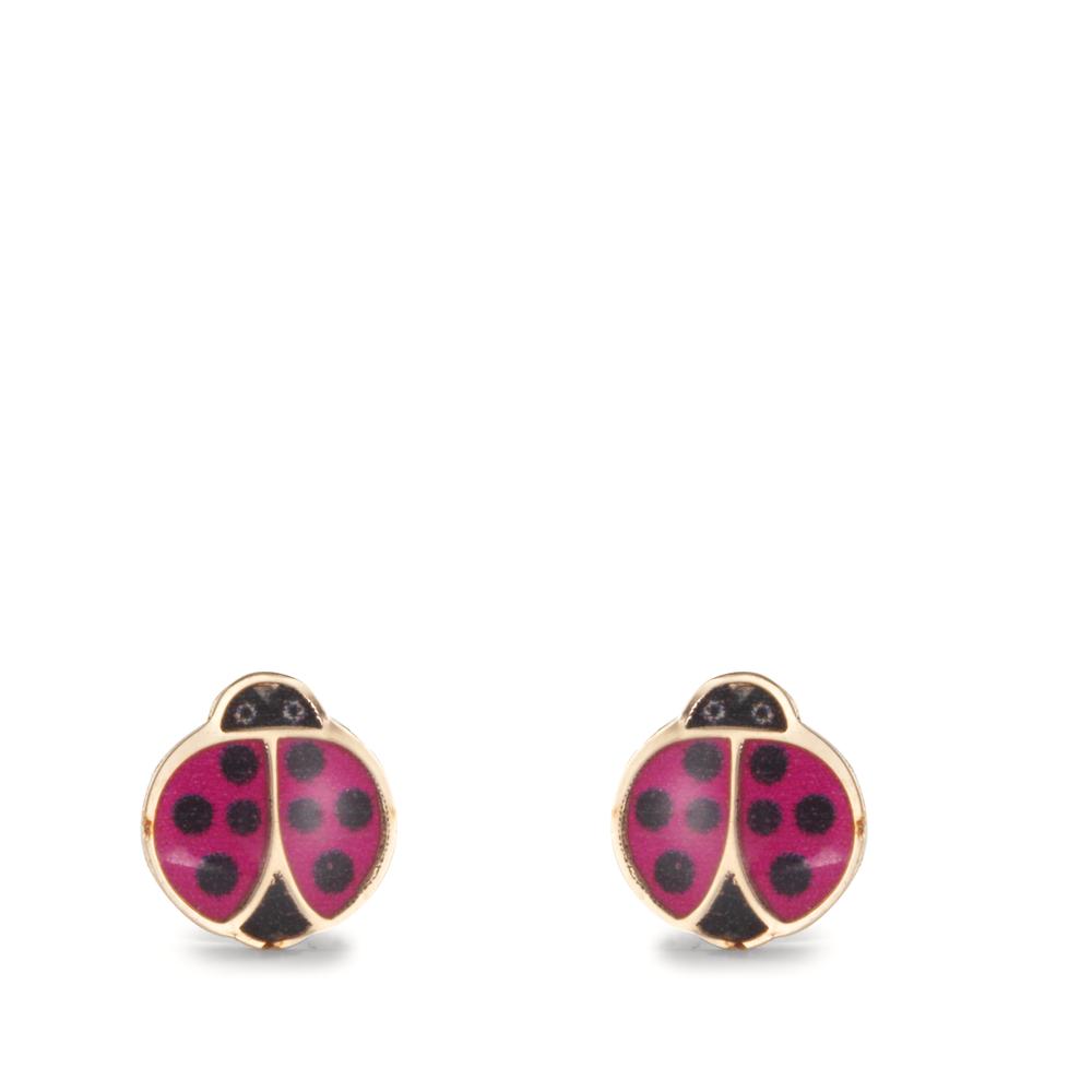 Stud earrings 9k Yellow Gold Lacquered Ladybird Ø5.5 mm