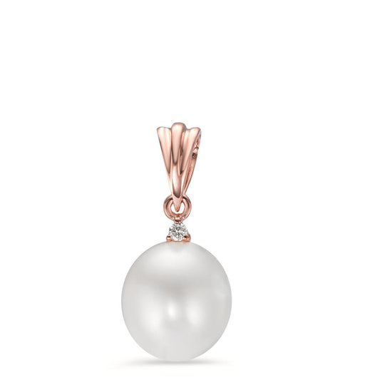 Pendant 18k Red Gold Diamond 0.015 ct, si Freshwater pearl