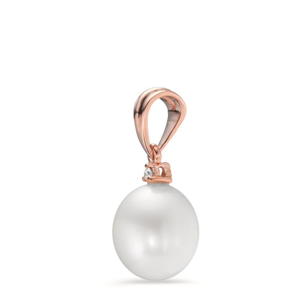 Pendant 18k Red Gold Diamond 0.015 ct, si Freshwater pearl