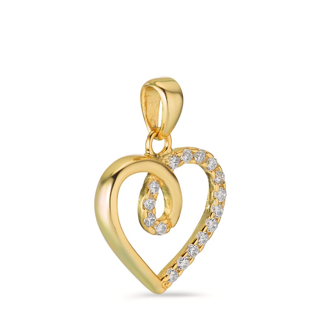 Pendant Silver Zirconia 16 Stones Yellow Gold plated Heart