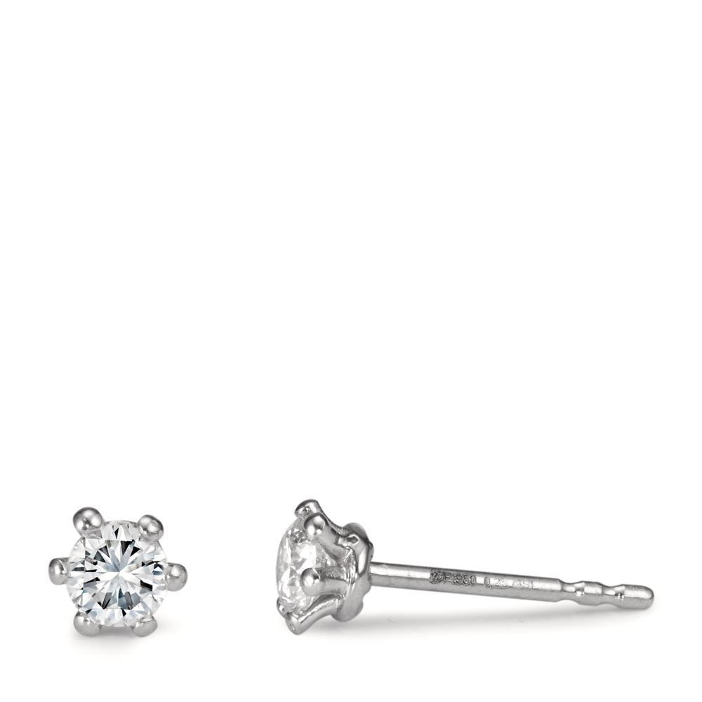 Stud earrings Platinum 950 Diamond White, 0.50 ct, 2 Stones, w-si Ø4.8 mm