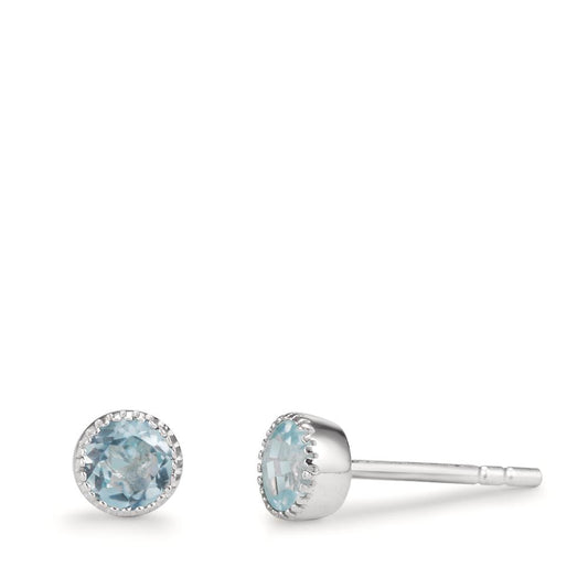 Stud earrings Silver Topaz Blue, 2 Stones Ø4.5 mm