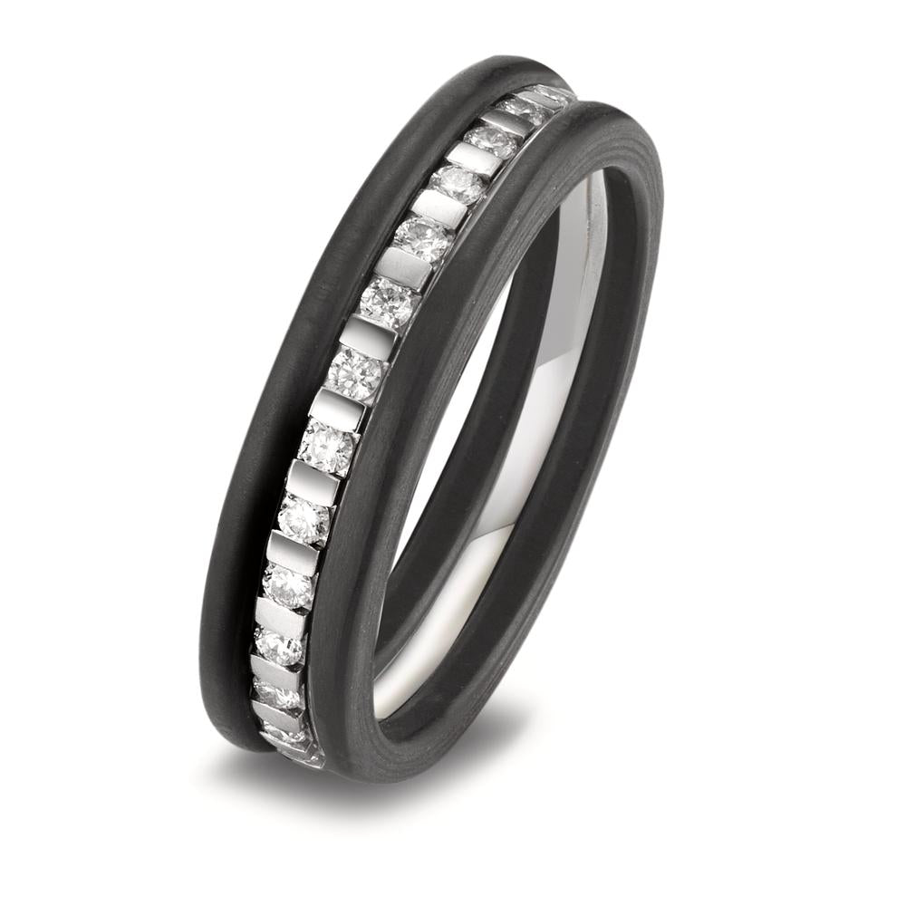 Ring set Platinum 950, Carbon Diamond